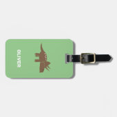 キュートな茶色のトリケラトプス子供へ恐竜 ラゲッジタグ (正面横)