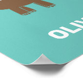 キュートな茶色のトリケラトプス恐竜子供へディノボーイ ポスター (角)