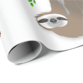 キュートな茶色のナマケモノが木の枝に休む ラッピングペーパー (ロールコーナー)