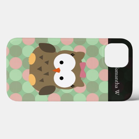 キュートな茶色のフクロウとピンクの弓 Case-Mate iPhoneケース (裏面 (横))