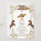 キュートな茶色のメキシコの男の子の馬バプテスマ 招待状 (正面)