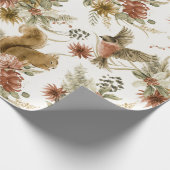 キュートな茶色の水色クリスマスウッドランド動物 ラッピングペーパー (角)