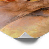 キュートな茶色の猫の水彩画 ポスター (角)