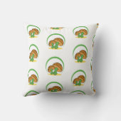 キュートな茶色の緑の漫画キノコ真菌アート クッション (裏面)