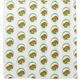 キュートな茶色の緑の漫画キノコ真菌アート シャワーカーテン