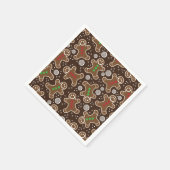 キュートな茶色の赤い緑のクリスマスジンジャーブレッド スタンダードカクテルナプキン (角)