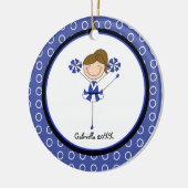 キュートな茶色の髪のチアリーダーのクリスマス装飾 セラミックオーナメント (左)