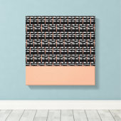 キュートな茶色、白黒の四角はっきりした模様 キャンバスプリント (インサイチュ (ウッドフロア))