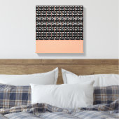 キュートな茶色、白黒の四角はっきりした模様 キャンバスプリント (インサイチュ (寝室))