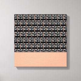 キュートな茶色、白黒の四角はっきりした模様 キャンバスプリント