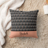 キュートな茶色、白黒の四角はっきりした模様 クッション (ブランケット)