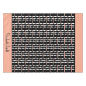 キュートな茶色、白黒の四角はっきりした模様 テーブルクロス (正面(横))