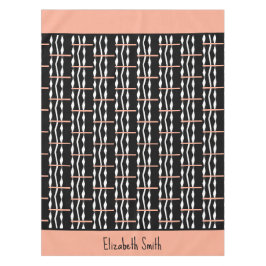 キュートな茶色、白黒の四角はっきりした模様 テーブルクロス