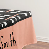 キュートな茶色、白黒の四角はっきりした模様 テーブルクロス (インサイチュ)