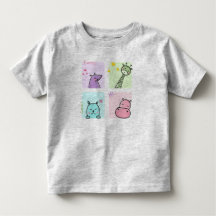 キュートな落書き動物キッズTシャツ