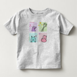 キュートな落書き動物キッズTシャツ トドラーTシャツ