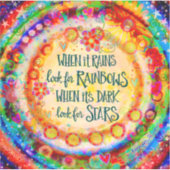 キュートな虹と星引用文カラフルインスピレーション シール (正面)