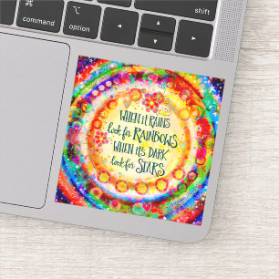 キュートな虹と星引用文カラフルインスピレーション シール