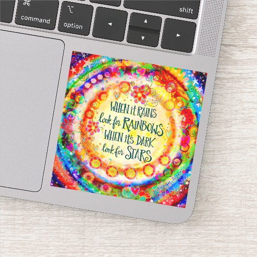 キュートな虹と星引用文カラフルインスピレーション シール (詳細)