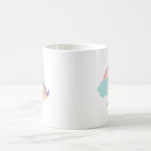 キュートな虹のユニコーンのギラギラ コーヒーマグカップ (中央)