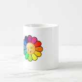 キュートな虹の花のウィンクフェイス コーヒーマグ コーヒーマグカップ (中央)