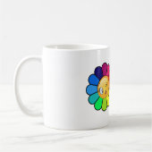 キュートな虹の花のウィンクフェイス コーヒーマグ コーヒーマグカップ (左)