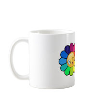 キュートな虹の花のウィンクフェイス コーヒーマグ