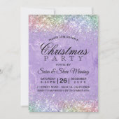 キュートな虹彩薄紫紫のフェイクグリッタークリスマス 招待状 (正面)