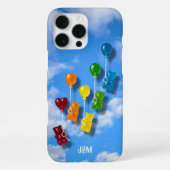 キュートな虹色のグミベアバルーン オーダーネーム iPhoneケース (裏面)