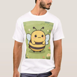 キュートな蜂のマスコットTシャツ – ワイルドフラワーの草原と自然 Tシャツ