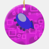 キュートな蝶ネクタイのテディベアの宇宙船 セラミックオーナメント (裏面)