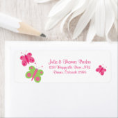 キュートな蝶差出人住所ラベル ラベル (インサイチュ)