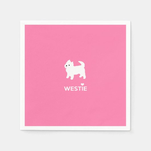 キュートな西ハイランドテリア – I Love Westties スタンダードカクテルナプキン (正面)