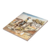 キュートな西女性のカーボーイ砂漠 タイル (側面)