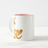 キュートな親指を立てる漫画カンガルーMUG ツートーンマグカップ (正面左)