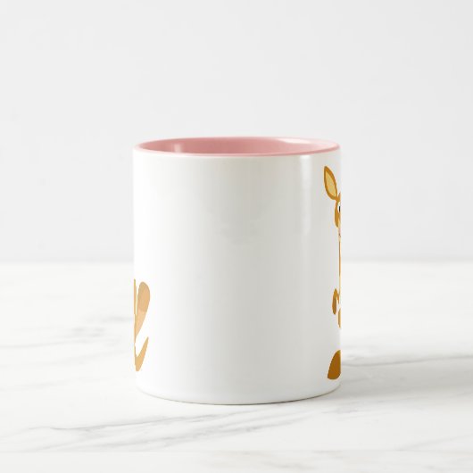 キュートな親指を立てる漫画カンガルーMUG ツートーンマグカップ (中央)