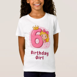 キュートな誕生日の女の子 – 王冠とナンバー6 Tシャツ