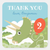 キュートな誕生日の恐竜トリケラトプス名前をカスタムする時代 スクエアシール (正面)