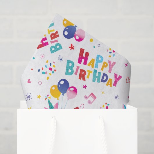 キュートな誕生日パターン 薄葉紙 (ギフトバッグ)