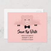 キュートな豚の蝶ネクタイパーティー ポストカード (正面/裏面)