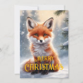 キュートな赤いキツネ 雪の冬 クリスマス (正面)