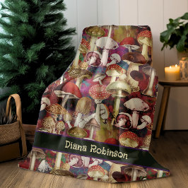 キュートな赤いキノコの真菌の庭 フリースブランケット