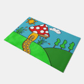 キュートな赤いキノコ ドアマット (アングル)