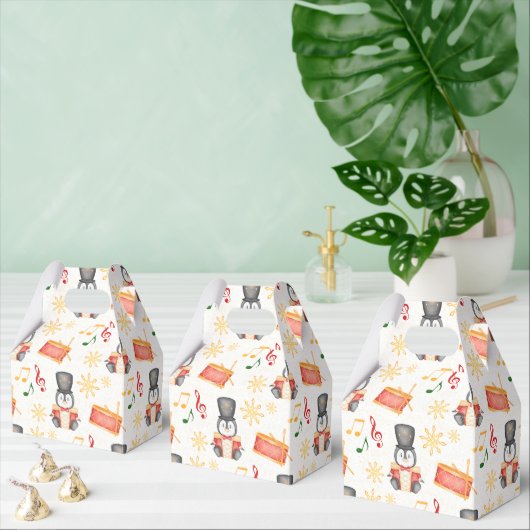 キュートな赤いクリスマスのナツクラッカーペンギン フェイバーボックス (複数)