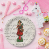 キュートな赤いクリスマスの天使ビクトリアン宗教 ペーパープレート (パーティー)