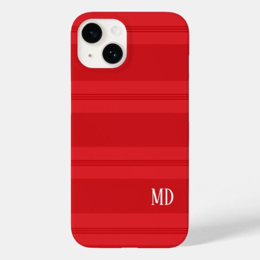 キュートな赤いストライプのクリスマスイニシャル Case-Mate iPhoneケース (裏面)