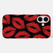 キュートな赤い口紅のキス 唇のパターン Case-Mate iPhoneケース (裏面 (横))