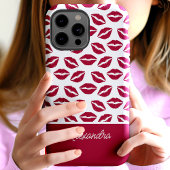 キュートな赤い口紅キスのスクリプトネーム Case-Mate iPhoneケース