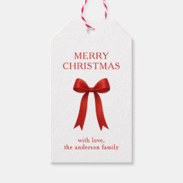 キュートな赤い弓メリークリスマス ギフトタグ
