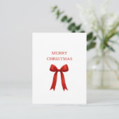 キュートな赤い弓メリークリスマス シーズンポストカード (スタンド正面)